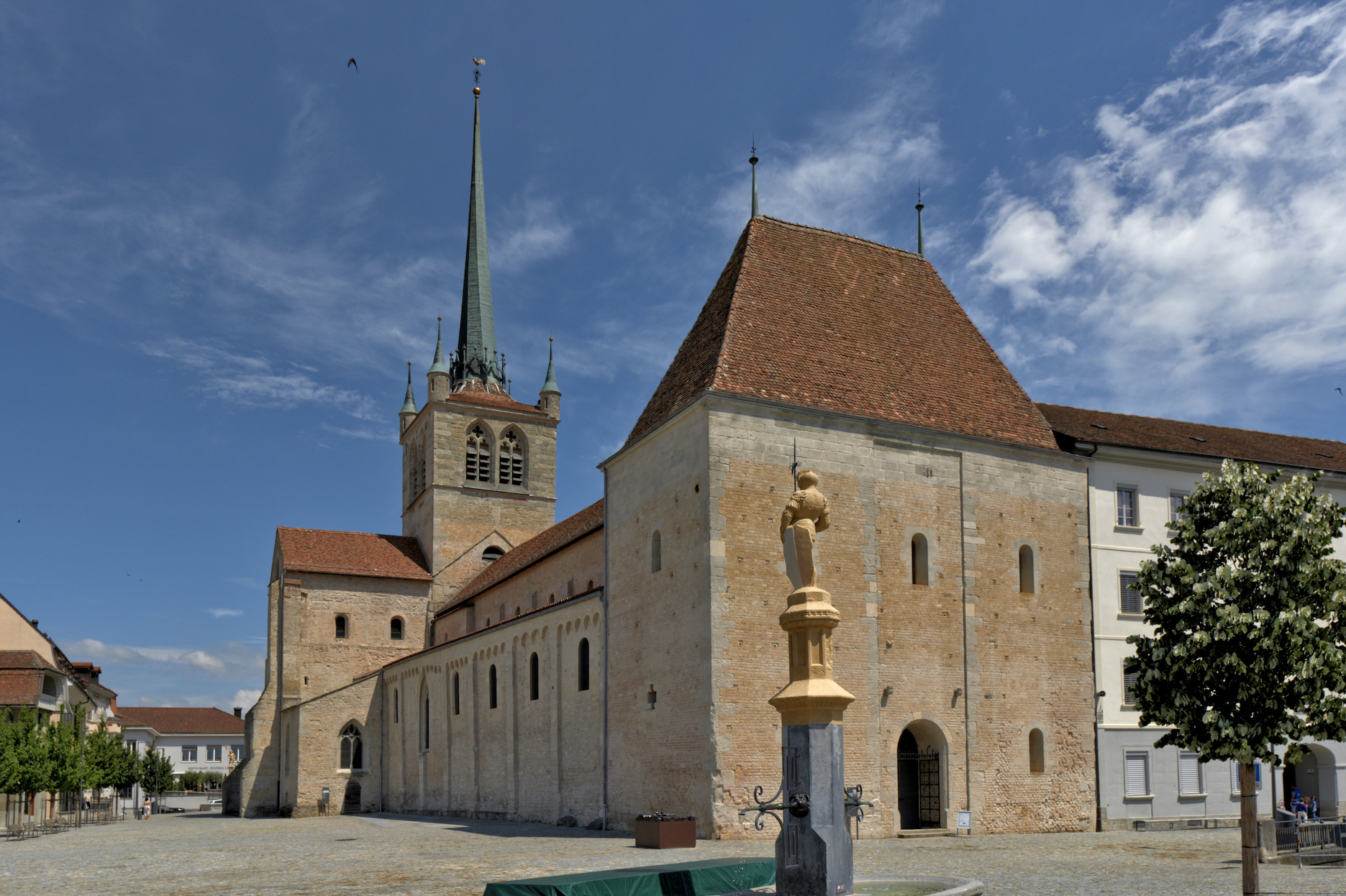 View of the choir of Old protestant abbey church in Payerne, Switzerland